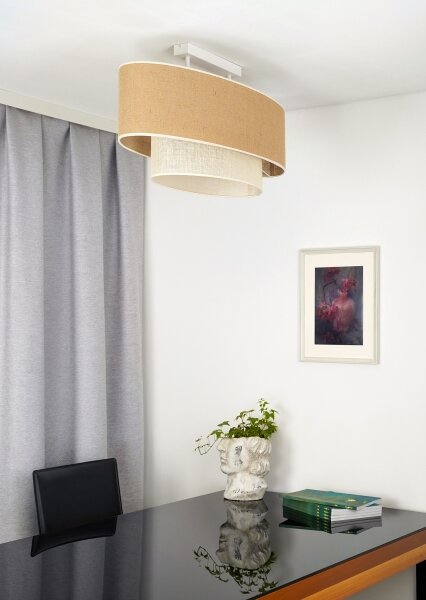 Duolla - Prisadený luster DOUBLE OVAL YUTE 2xE27/15W/230V hnedá/krémová
