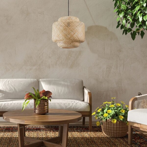 Luster na lanku BERTA 1xE27/20W/230V pr. 50 cm bambus