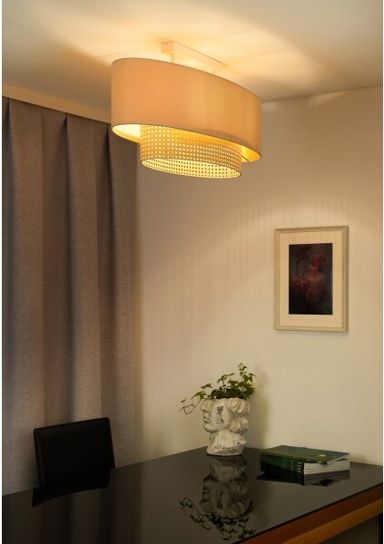 Duolla - Prisadený luster DOUBLE OVAL RATTAN 2xE27/15W/230V krémová/ratan