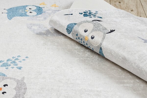 Dywany Łuszczów , Detský kusový koberec Bambino 1161 Owls grey, 80x150, šedá, detská izba
