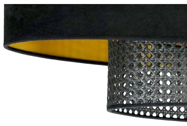Duolla - Prisadený luster DOUBLE OVAL RATTAN 2xE27/15W/230V čierna/ratan