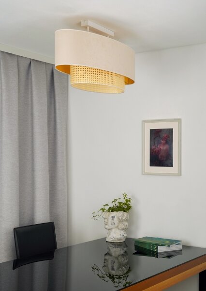 Duolla - Prisadený luster DOUBLE OVAL RATTAN 2xE27/15W/230V krémová/ratan