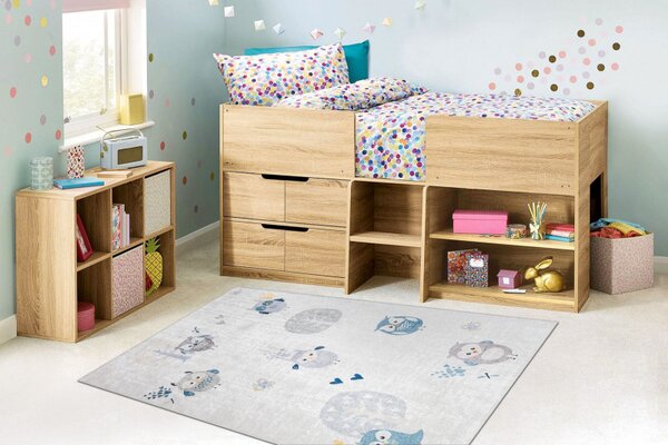Dywany Łuszczów , Detský kusový koberec Bambino 1161 Owls grey, 80x150, šedá, detská izba