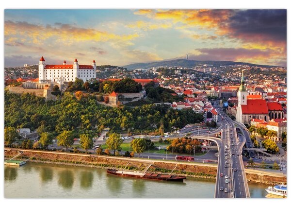 Obraz - Panorama Bratislavy, Slovensko (90x60 cm)
