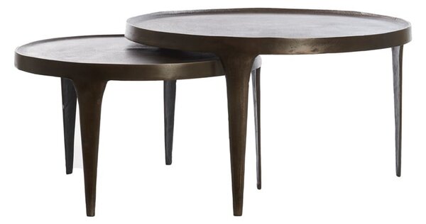 Hnedé okrúhle konferenčné stolíky v súprave 2 ks ø 75 cm Tobias – Light & Living