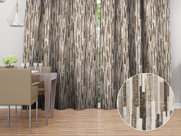 Biante Dekoračný záves Leona LN-176 Hnedo-béžové pásiky 130x140 cm
