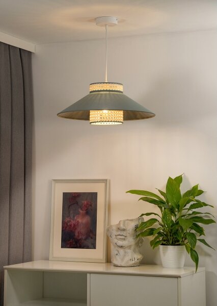 Duolla - Luster na lanku RIO RATTAN 1xE27/15W/230V pr. 45 cm zelená/ratan