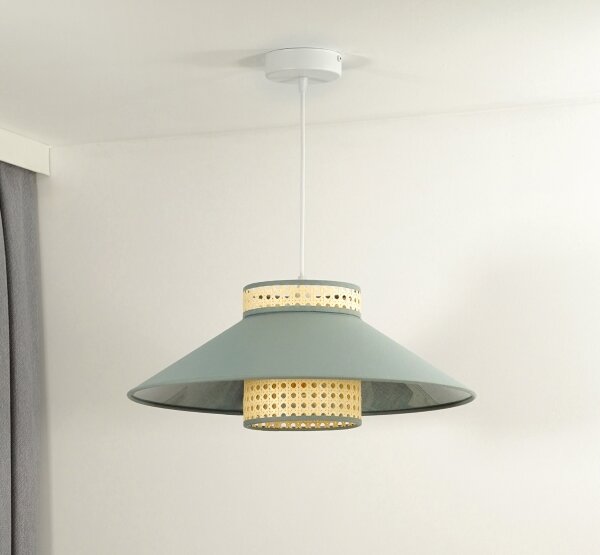 Duolla - Luster na lanku RIO RATTAN 1xE27/15W/230V pr. 45 cm zelená/ratan