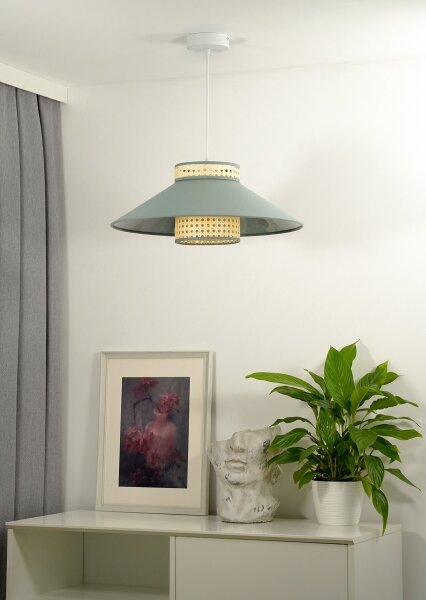 Duolla - Luster na lanku RIO RATTAN 1xE27/15W/230V pr. 45 cm zelená/ratan