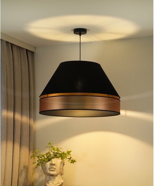 Duolla - Luster na lanku COPPER SHINY 1xE27/15W/230V pr. 60 cm čierna/medená