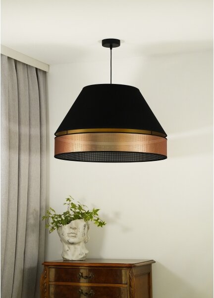 Duolla - Luster na lanku COPPER SHINY 1xE27/15W/230V pr. 60 cm čierna/medená