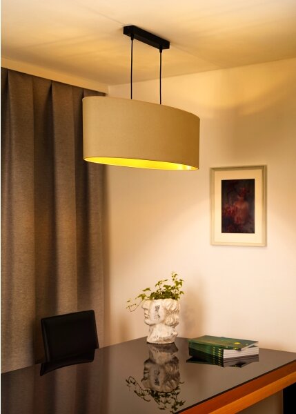 Duolla - Luster na lanku OVAL VEGAN 2xE27/15W/230V krémová