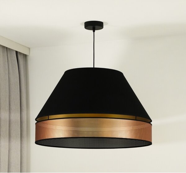 Duolla - Luster na lanku COPPER SHINY 1xE27/15W/230V pr. 60 cm čierna/medená