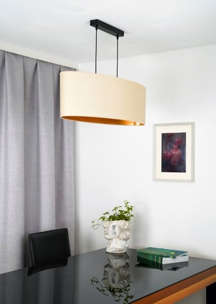 Duolla - Luster na lanku OVAL VEGAN 2xE27/15W/230V krémová