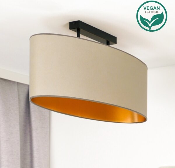 Duolla - Prisadený luster OVAL VEGAN 2xE27/15W/230V béžová