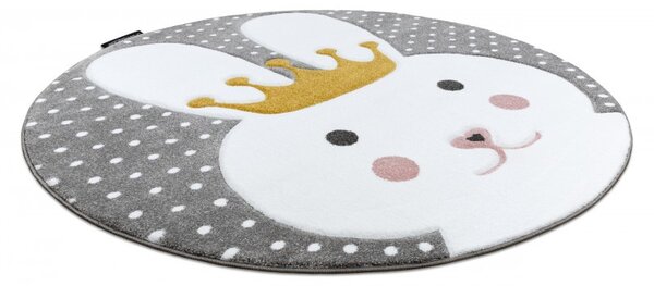 Dywany Łuszczów, Detský kusový koberec Petit Bunny grey kruh, 160x160 (priemer) kruh, šedá, detská izba