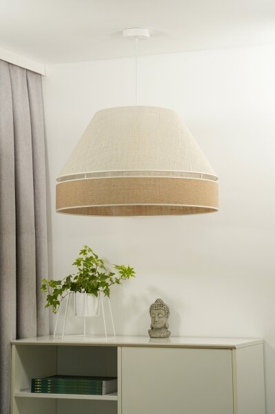 Duolla - Luster na lanku YUTE AVIGNON 1xE27/15W/230V pr. 60 cm šedá/hnedá