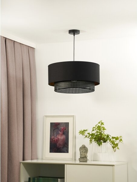 Duolla - Luster na lanku BOHO RATTAN 1xE27/15W/230V pr. 45 cm čierna