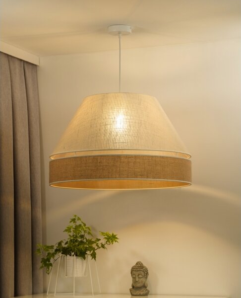 Duolla - Luster na lanku YUTE AVIGNON 1xE27/15W/230V pr. 60 cm šedá/hnedá