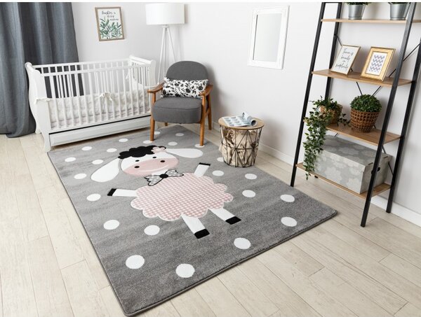 Dywany Łuszczów , Detský kusový koberec Petit Dolly sheep grey, 120x170, ružová, detská izba