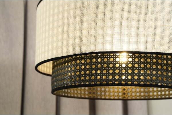 Duolla - Prisadený luster RATTAN YUTE 1xE27/15W/230V pr. 45 cm krémová/čierna