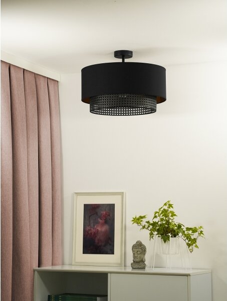 Duolla - Prisadený luster BOHO RATTAN 1xE27/15W/230V pr. 45 cm čierna