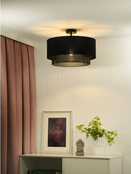 Duolla - Prisadený luster BOHO RATTAN 1xE27/15W/230V pr. 45 cm čierna