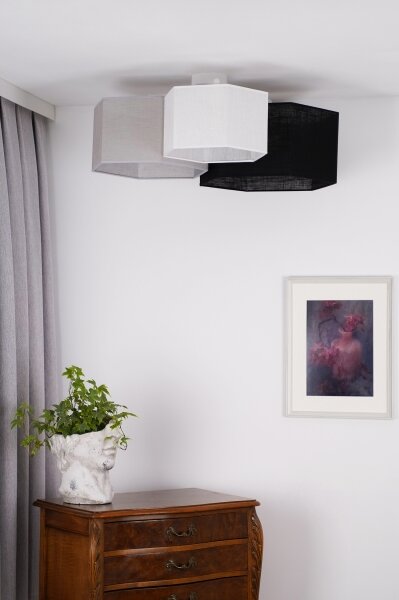 Duolla - Prisadený luster ROLLER TRIO HEX 3xE27/15W/230V čierna/šedá/biela