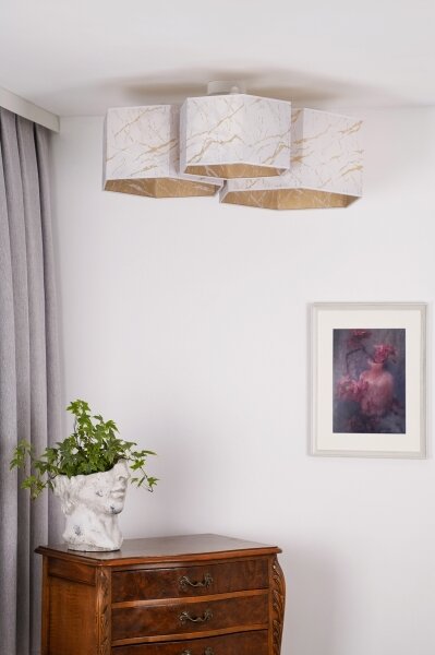 Duolla - Prisadený luster ROLLER TRIO HEX 3xE27/15W/230V biela/zlatá