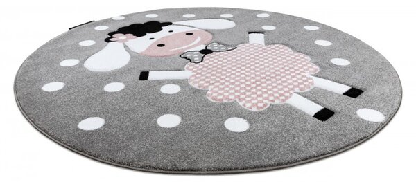 Dywany Łuszczów , Detský kusový koberec Petit Dolly sheep grey kruh, 120x120 (priemer) kruh, ružová, detská izba