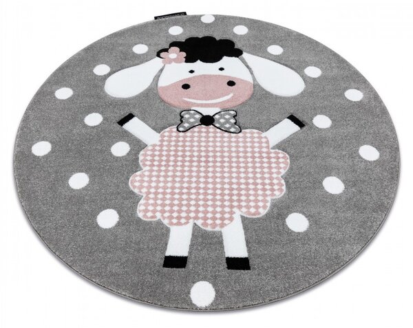 Dywany Łuszczów , Detský kusový koberec Petit Dolly sheep grey kruh, 120x120 (priemer) kruh, ružová, detská izba