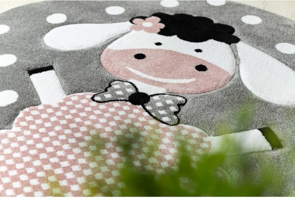 Dywany Łuszczów , Detský kusový koberec Petit Dolly sheep grey kruh, 120x120 (priemer) kruh, ružová, detská izba