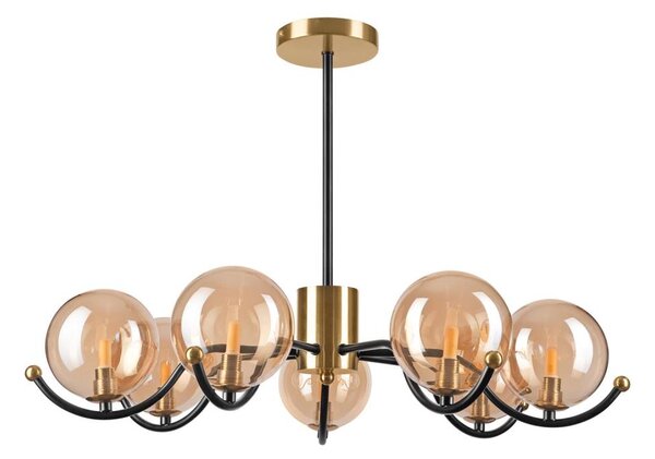 Luster na tyči GEORGIA 7xE14/5W/230V zlatá/dymová béžová