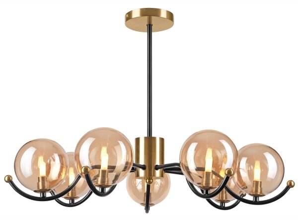 Luster na tyči GEORGIA 7xE14/5W/230V zlatá/dymová béžová