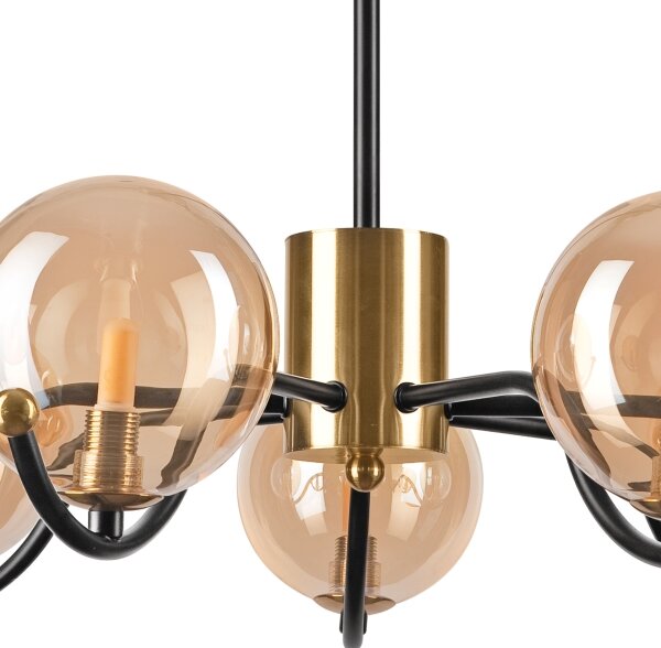 Luster na tyči GEORGIA 7xE14/5W/230V zlatá/dymová béžová