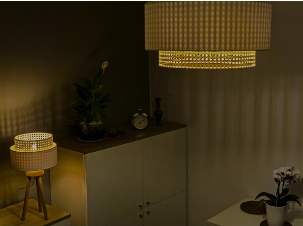 Duolla - Stropné svietidlo BOHO 1xE27/15W/230V pr. 45 cm krémová/ratan