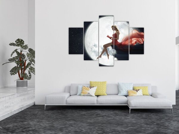 Obraz - Žena za svitu mesiaca (150x105 cm)