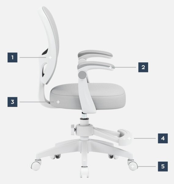 Detská otočná stolička Mark Adler Junior 3.1 Grey