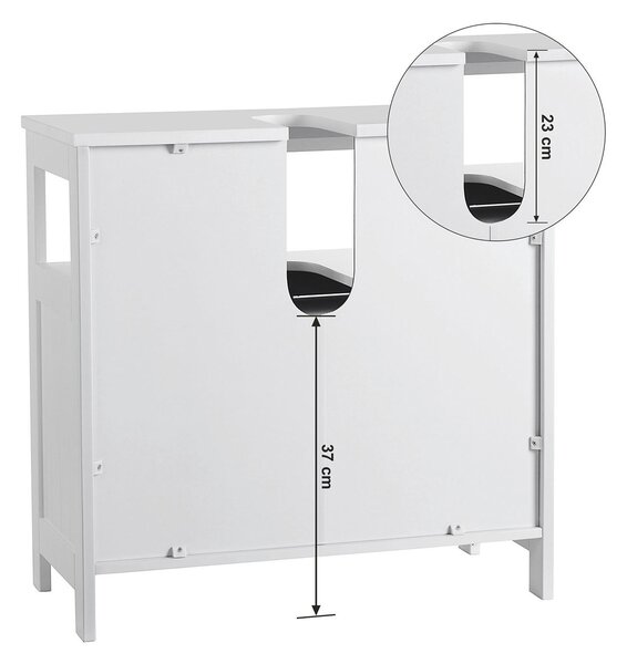 SKRINKA POD UMÝVADLO, biela, biela, 60/60/30 cm MID.YOU - Kúpeľňové skrinky, Online Only