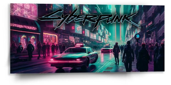 Sablio Obraz Cyberpunk 2077 Mesto - 110x50 cm