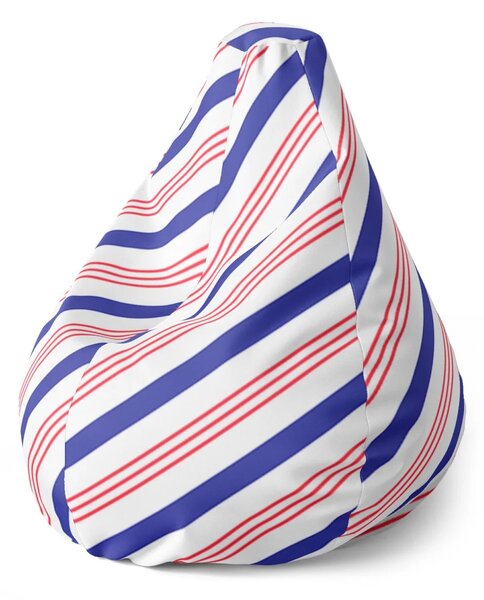 Sablio Sedací vak Pear Modročervené pruhy - 70 x 95 x 15 cm