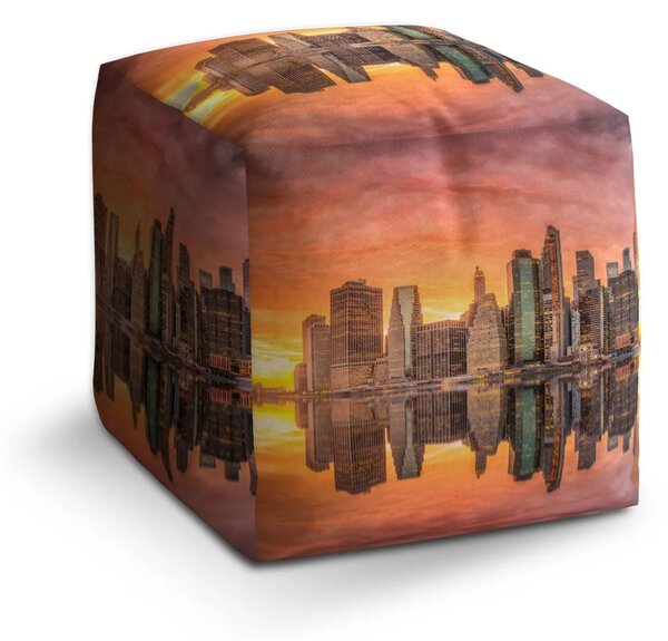 Sablio Taburet Cube New York Západ slnka - 40x40x40 cm