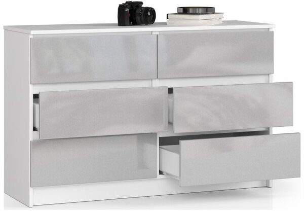 Komoda K120 6SZ CLP metalická, lesk