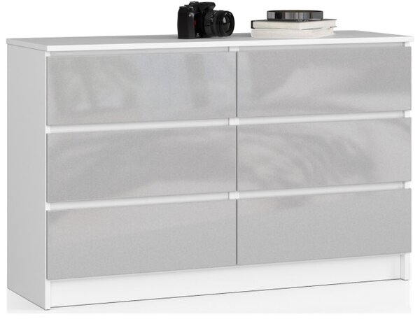 Komoda K120 6SZ CLP metalická, lesk