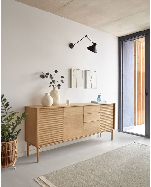 Nízka komoda v dekore duba v prírodnej farbe 200x86 cm Lenon – Kave Home