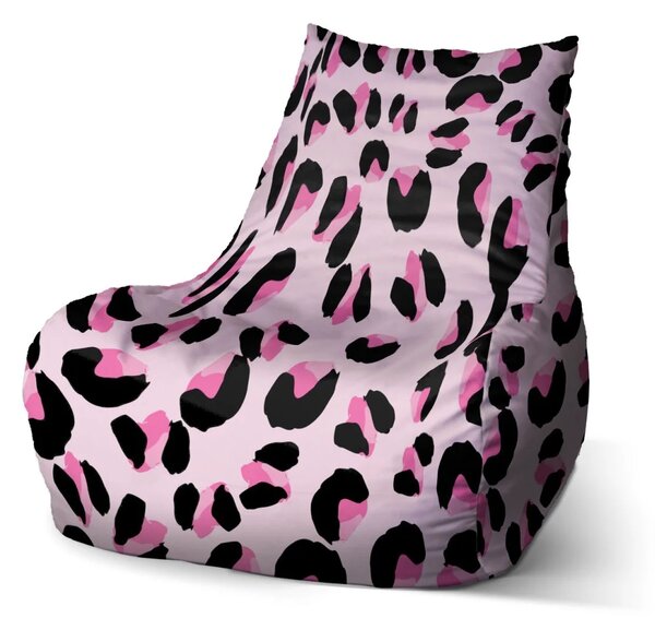 Sablio Sedací vak Bean Ružový gepard - 60 x 70 x 70 cm