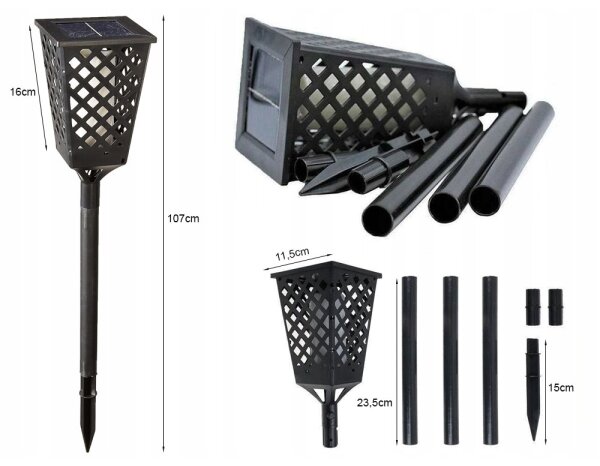 LED solárna lampa so senzorom LED/0,6W/5,5V IP65 2000 mAh 107 cm čierna