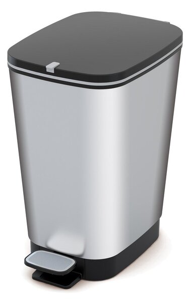 Pedálový plastový odpadkový kôš v striebornej farbe 25 l Chic Bin – KIS