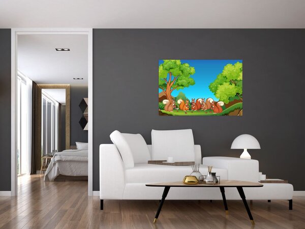 Obraz - Veselé veveričky (90x60 cm)