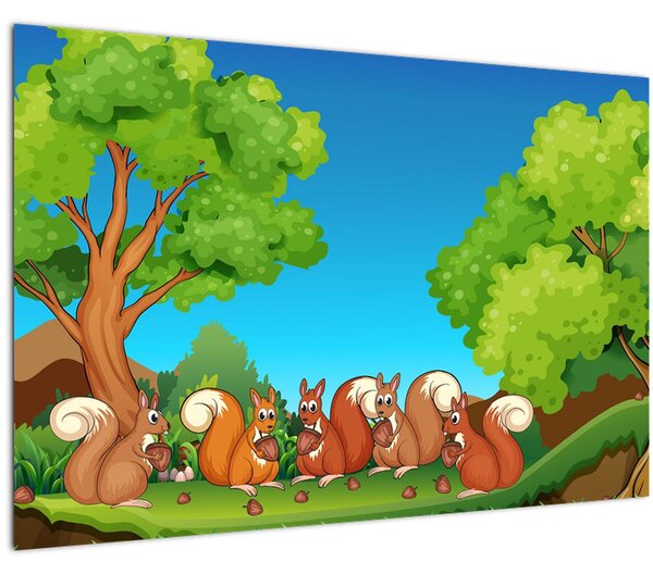 Obraz - Veselé veveričky (90x60 cm)